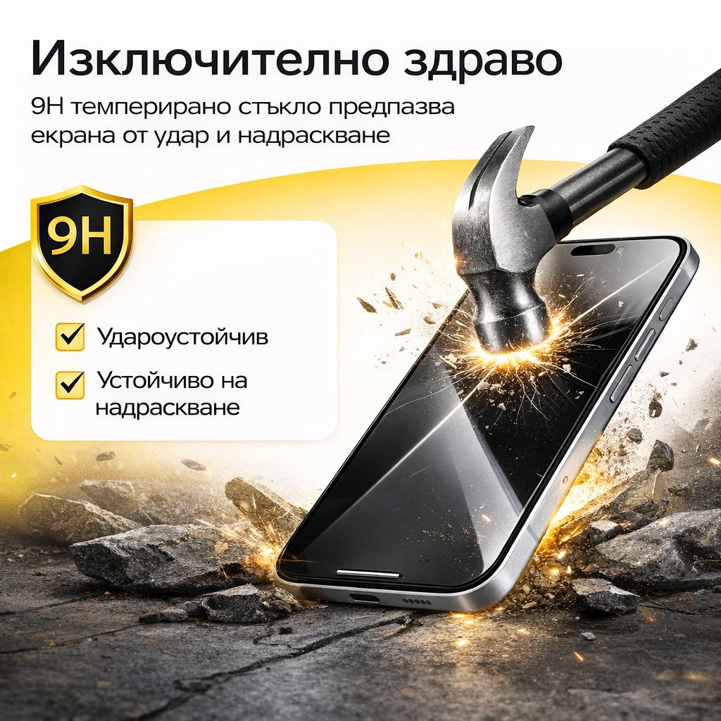 KEI 9H HD – Ултра прозрачен стъклен протектор за екран (Удароустойчив + Без мехури)